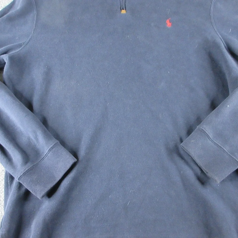Polo Ralph Lauren Sweater Mens L Blue 1/4 Zip Mock Neck Cotton Knit Pullover